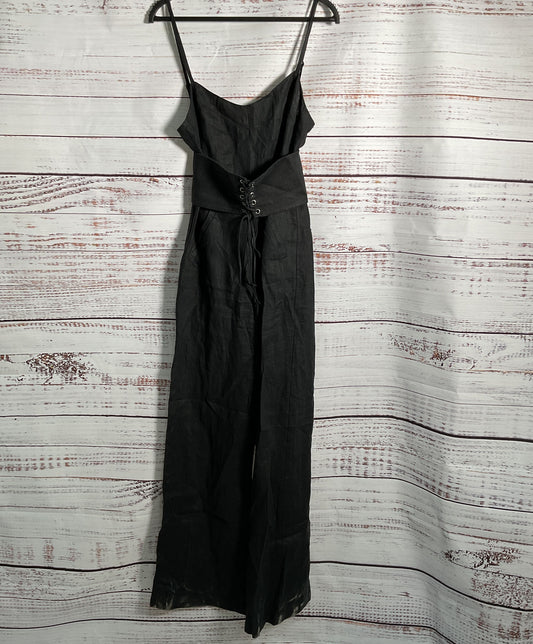 Women's Reformation Black Linen Jumpsuit w/ lace up corset Size 2