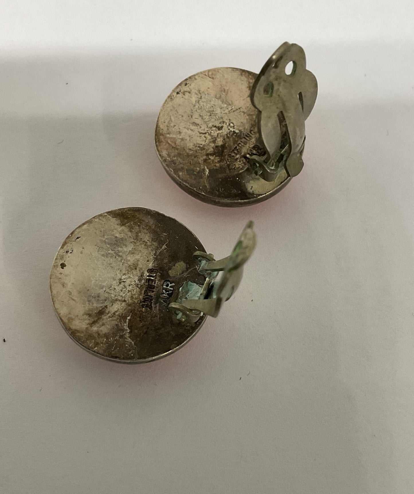 AKR Sterling Silver Vintage Clip On Earrings with Resin Stone