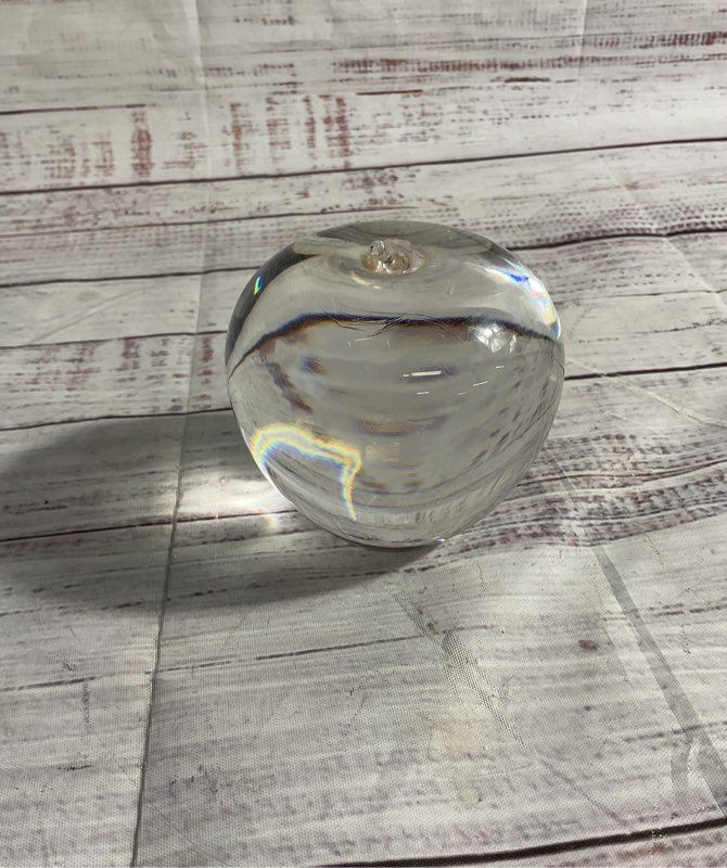Tiffany & Co Apple Paperweight Clear Crystal 3" Signed