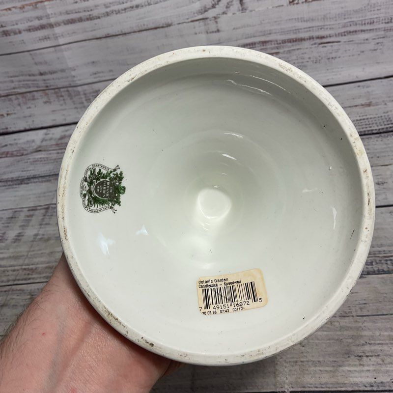VTG. Portmeirion Botanical Garden White Floral 9" Ceramic Candle Holder