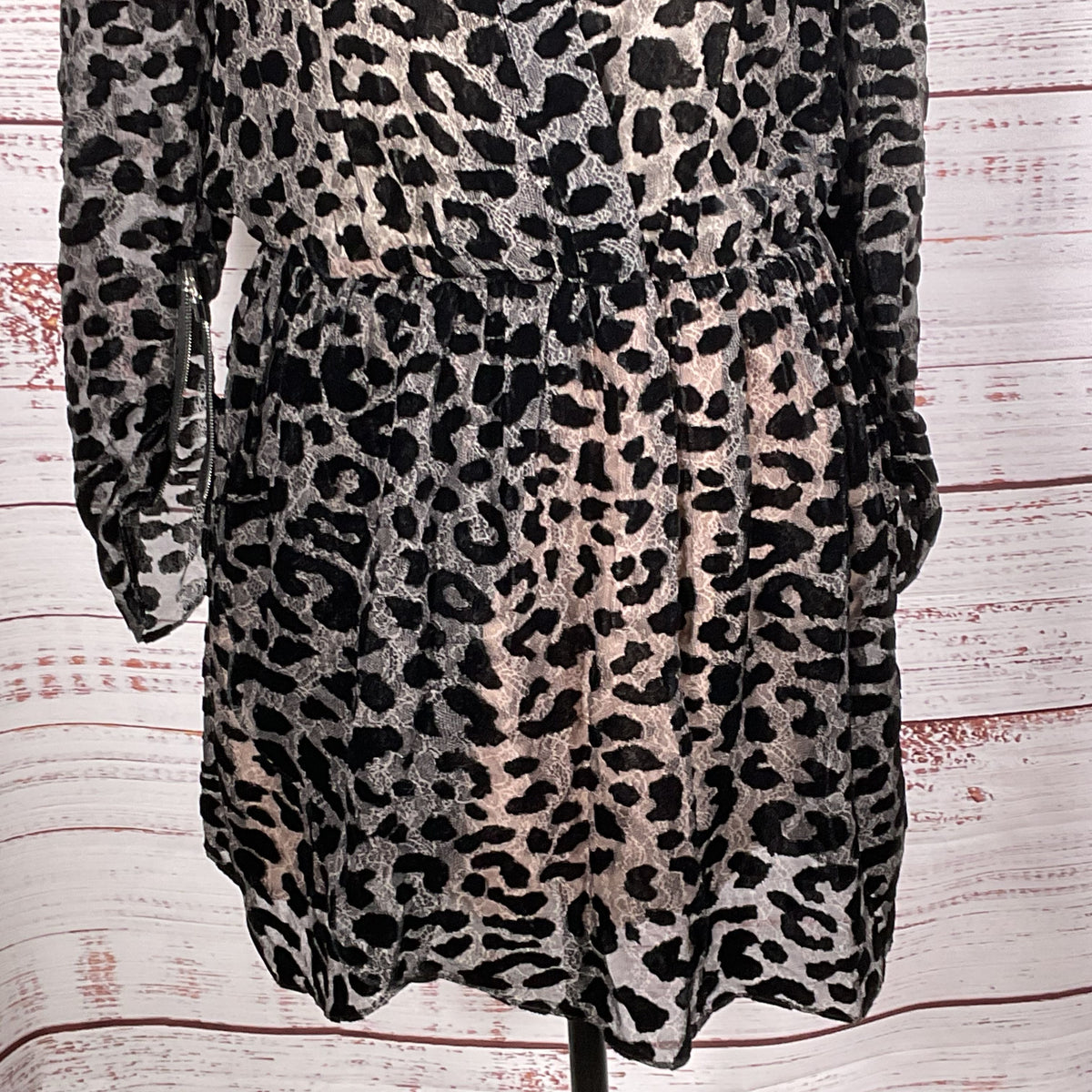 ZADIG & VOLTAIRE Women's Black Velvet & Sheer Cheetah Print Dress