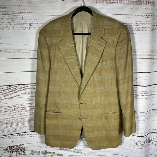 VTG. Ermenegildo Zegna Tan Plaid Worsted Wool Sport Coat Men's Suit Jacket