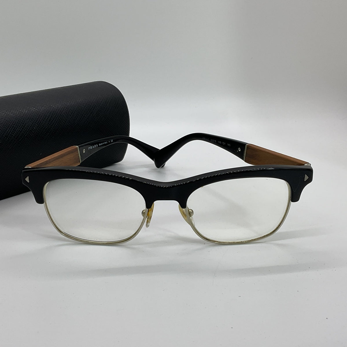 PRADA VPR220 Unisex Black/Brown Eyeglasses- 52[ ]19 145 (FRAMES ONLY)