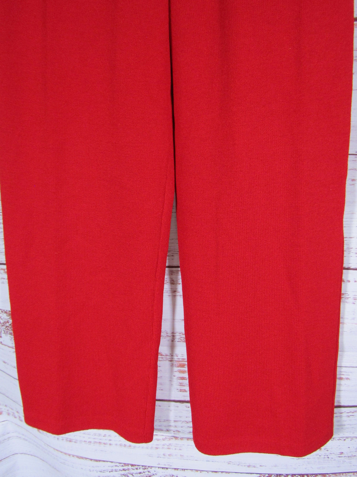 St. John Women's Red Wool Blend Knit Straight Leg Pants Size 10 Made in The USA