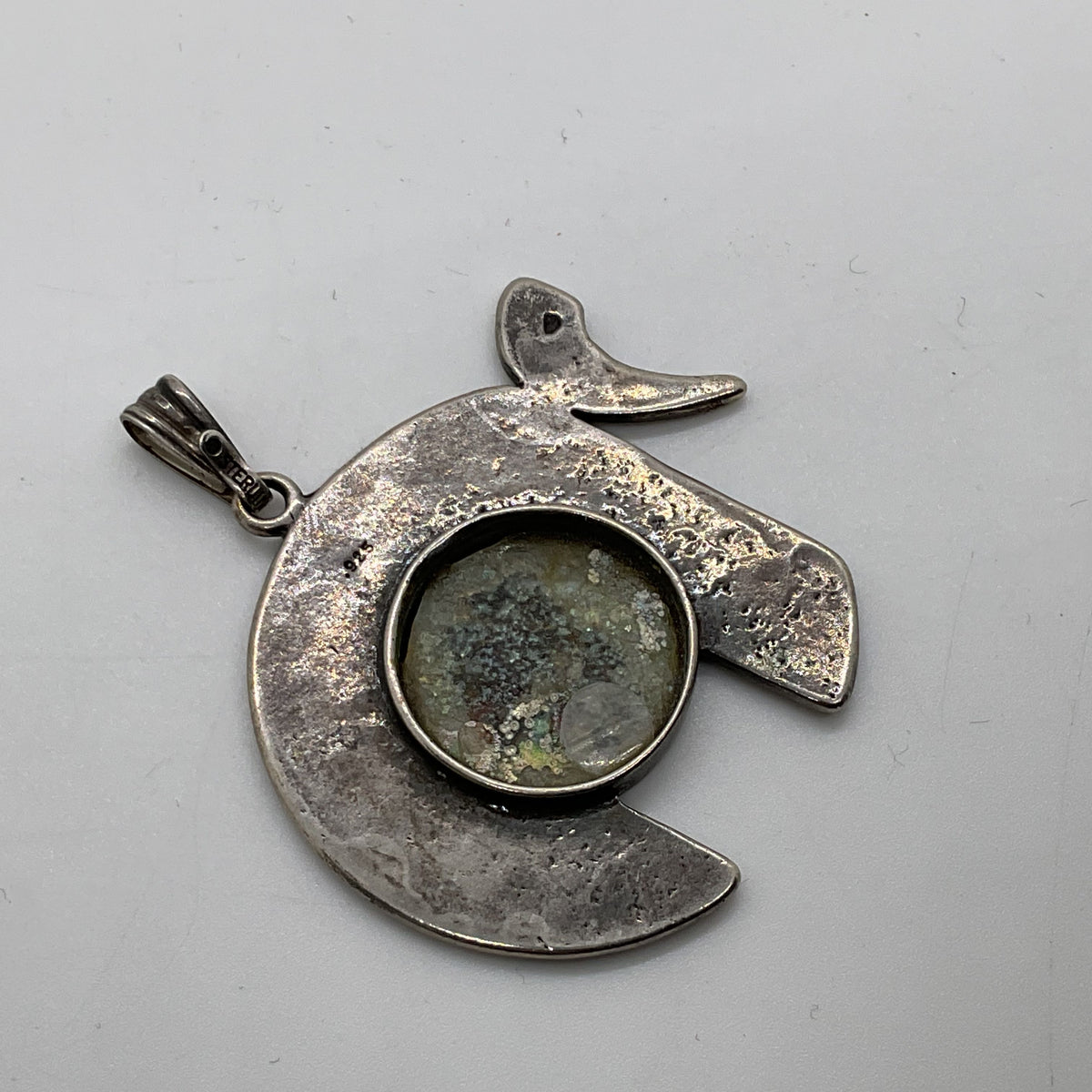 Sterling Silver Judaica Chai Hammered 1.75" Pendant- 8.52g