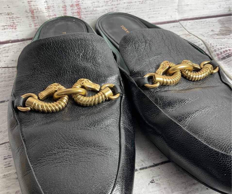 Tory Burch Leather Jessa Backless Loafer Black 7