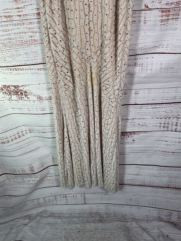 Alberto Makali Women's Crystal Beaded Sleeveless Gown Dress Beige Size 10