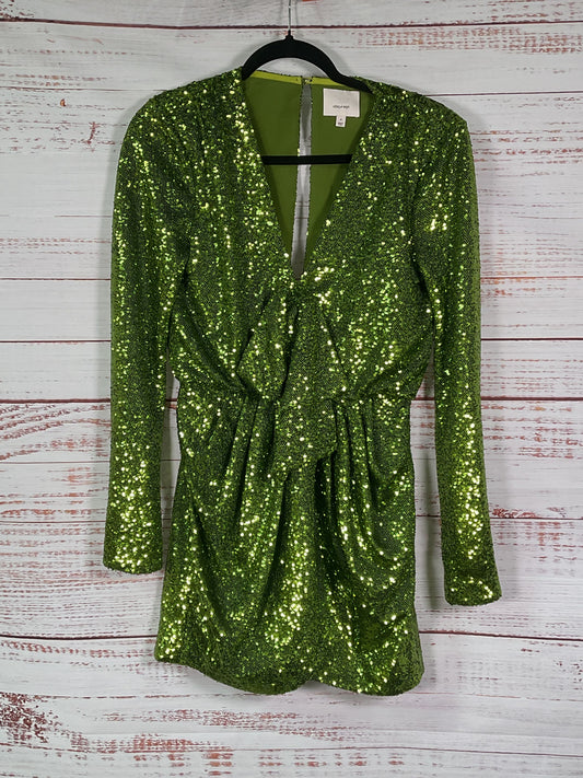 Cinq a Sept Green Sequin Long Sleeve Dress - Size 4