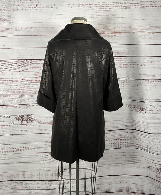 Insight New York Black Fold Over Collar Poncho Overcoat - Size 8