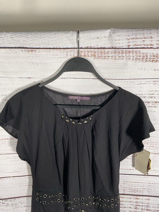 NWT Women's Hale Bob Studded Silk Blend Flutter Shoulder Dress Size XS