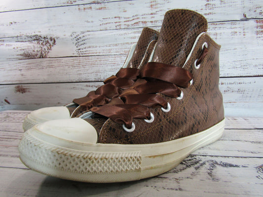 Converse Chuck Taylor Women's Brown Leather Snake Embossed High Top Sneakers