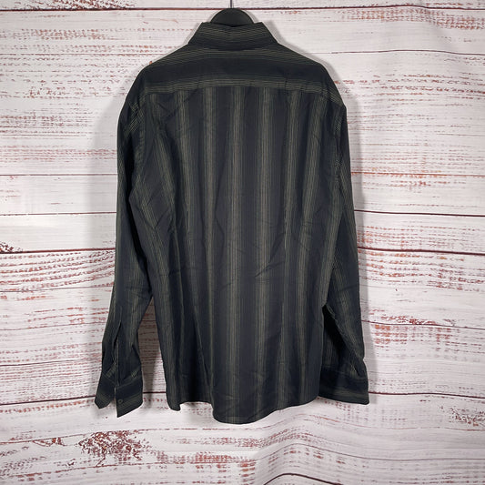 Ted Baker Long Sleeve Button Up Black Striped Dress Shirt - Size 5