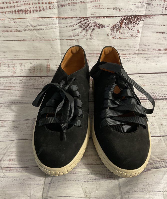 L' Amour Des Pieds Black Suede Zaheera Kace Sneakers Size 8.5 M Women's