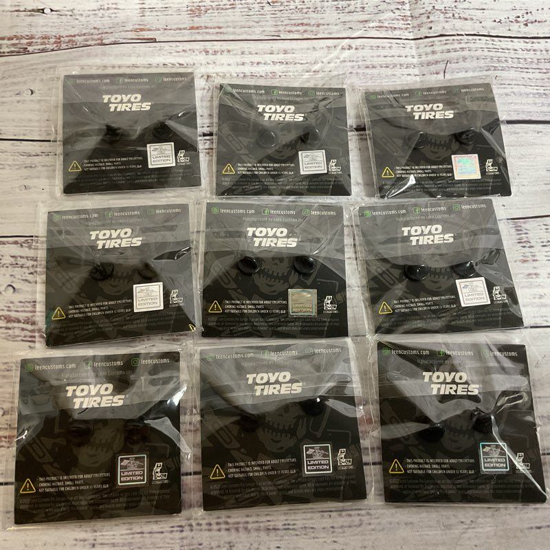 Set of 9 Limited Edition LEEN CUSTOMS X TOYO TIRES Pins