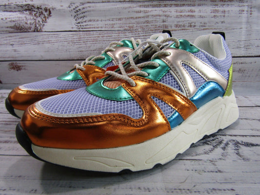 Lucky Step Women's Multi-Color Faux Leather Sneakers Size 8.5
