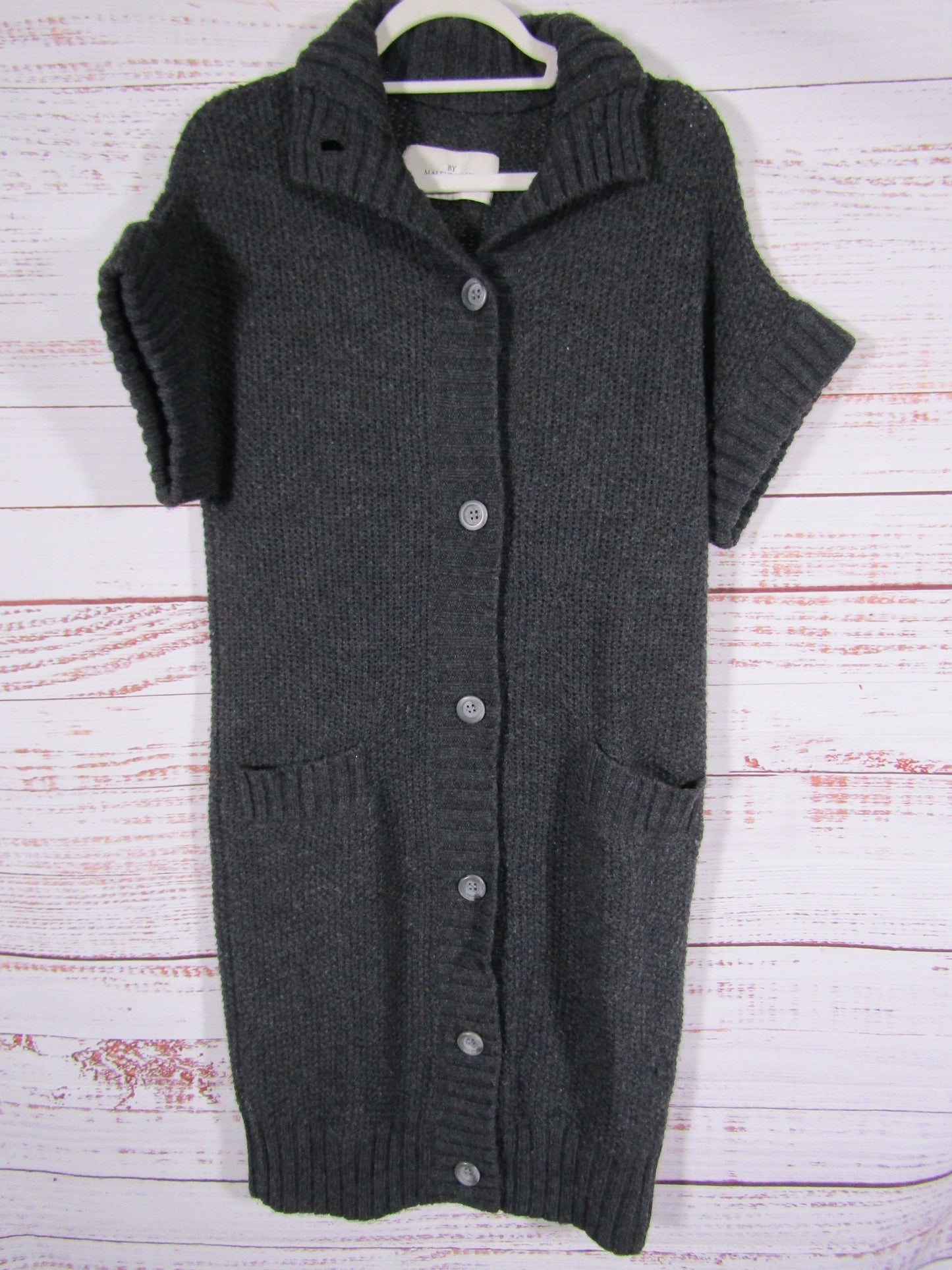 Malene Birger Women's Gray Wool Blend Short Sleeve Knit Cardigan Coat Size S