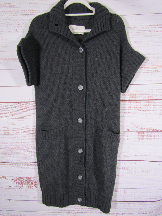 Malene Birger Women's Gray Wool Blend Short Sleeve Knit Cardigan Coat Size S