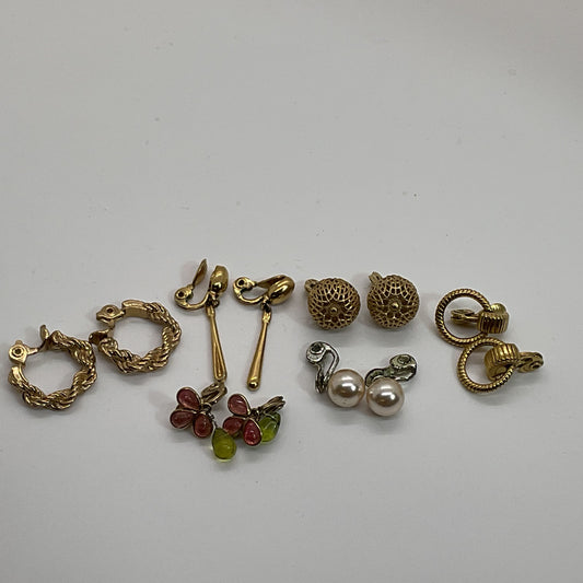 6 Pairs of MONET 1 Silver Tone and 5 Gold Tone Earrings