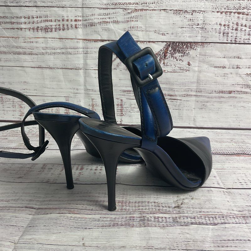 Alexander Wang Lovisa Black & Blue Leather Pointed Toe Pump Heel Women's 8.5 US