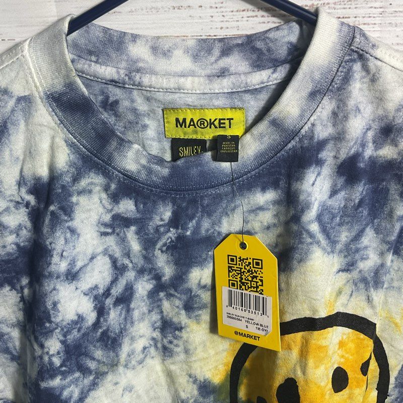 Chinatown Market Smiley Yellow Blue Sun Dye Short Sleeve Tie Dye T-shirt sz S