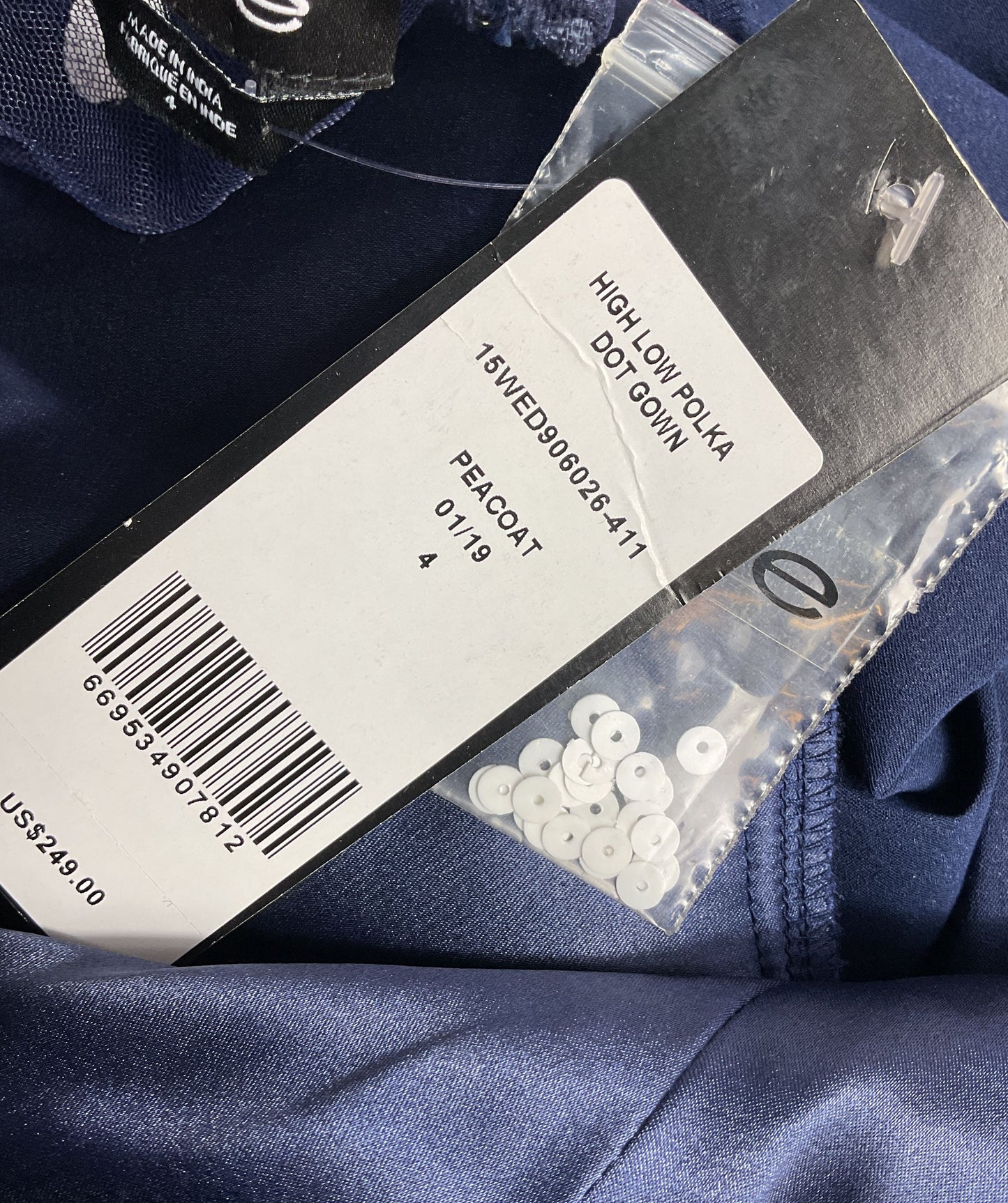 Bebe Tulle High Low Polka Dot Gown Blue 4