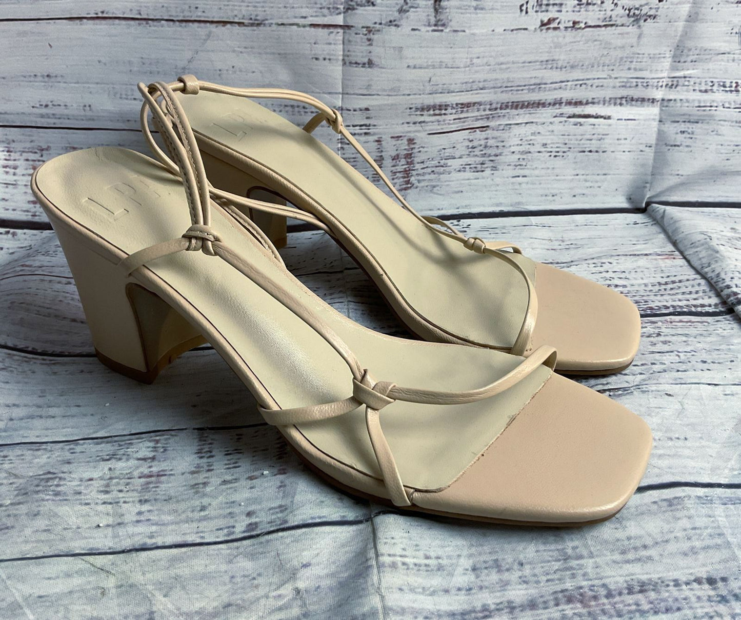 LPA Leather Nael Block Heels Tan Nude 7.5