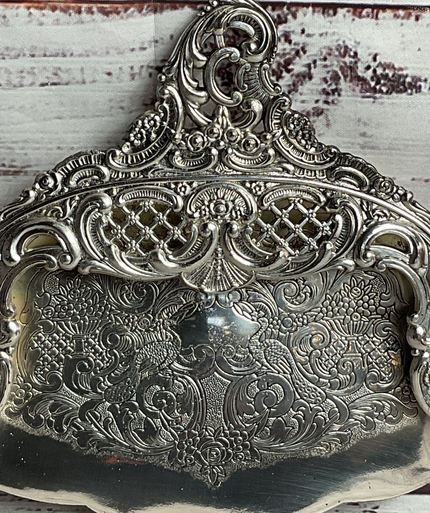 Vintage Embellished Crumb Tray Silverplate