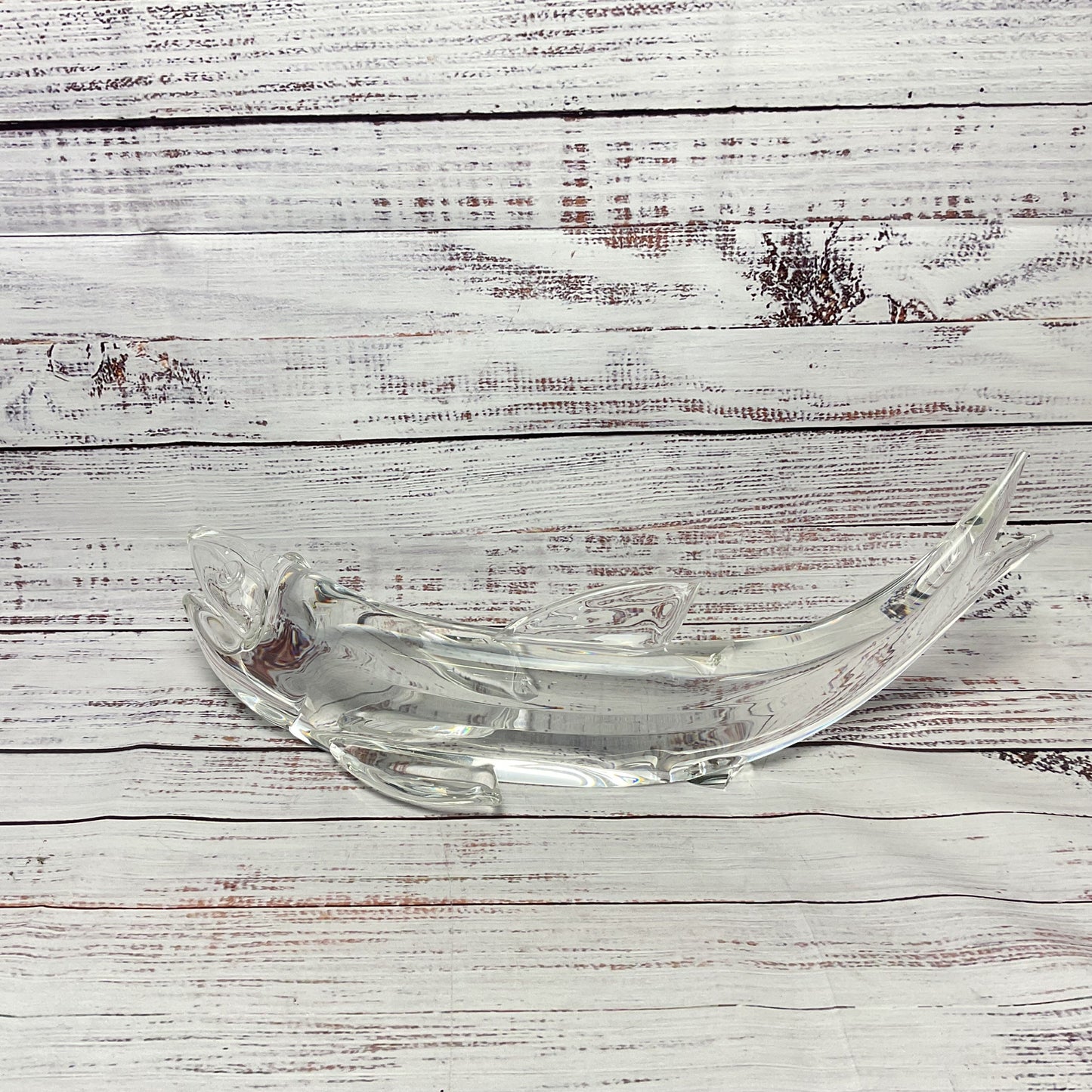 Steuben Crystal Glass Fish Salmon Art Sculpture 16" Long Signed Damaged*