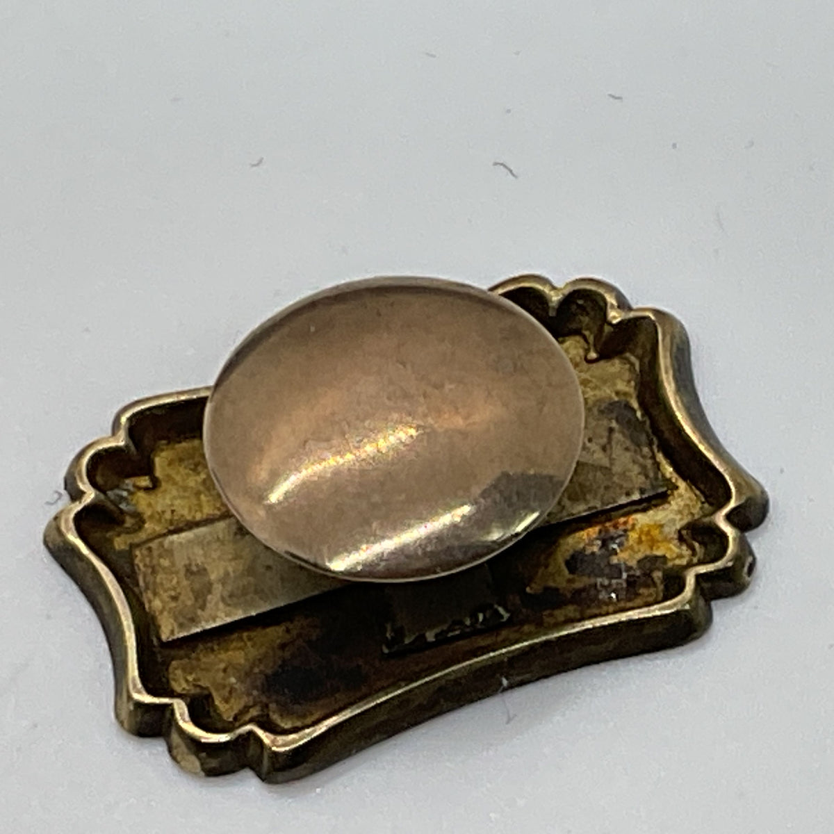 ANTIQUE Brass Victorian Engraved SINGLE Cufflink