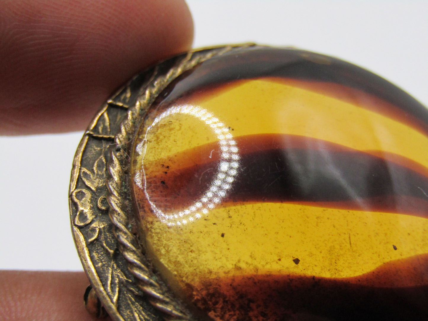 Vintage Original by Roberts Floral Zebra Print Glass Brooch Pin