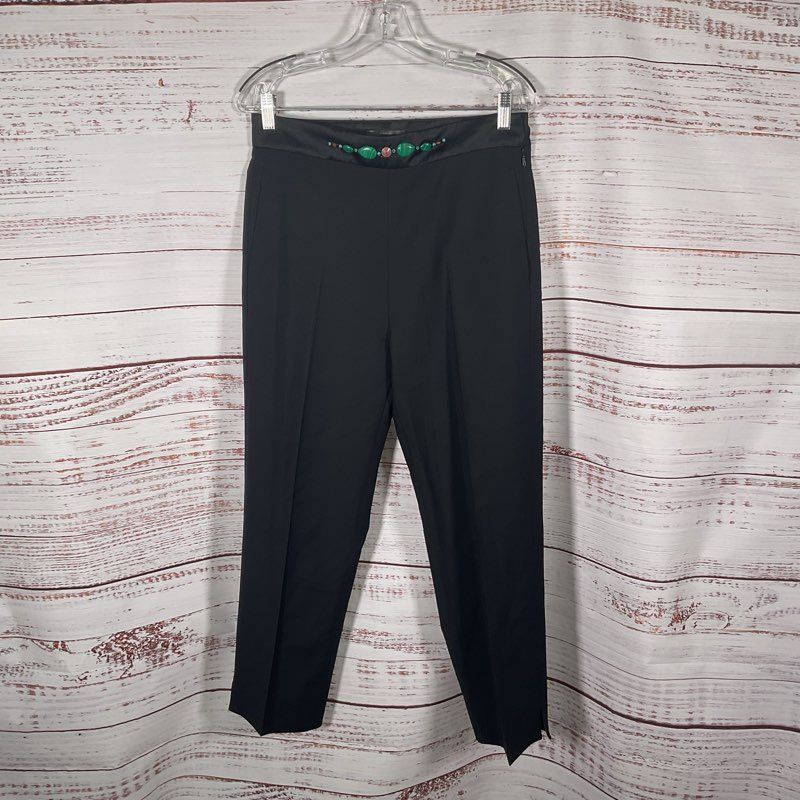 Paul Smith Black Wool/Mohair Blend Colorful Beaded Waist Pants - Size 6 US