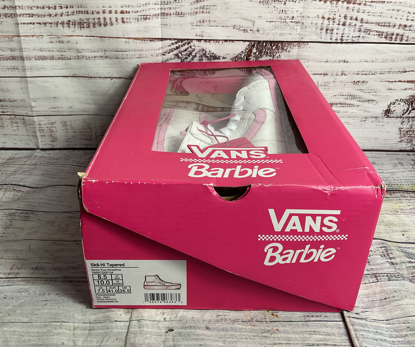 Vans Barbie Sk8-Hi Tapered Stackform Sneakers Pink White 10