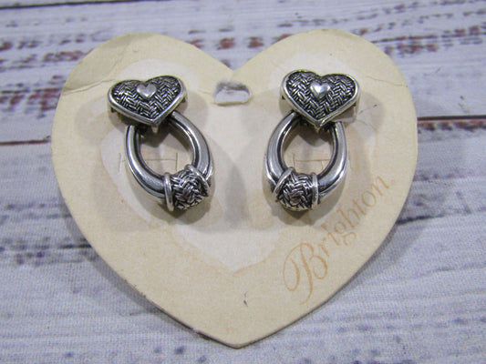 Vintage Brighton Silver Plated Heart Drop Earrings