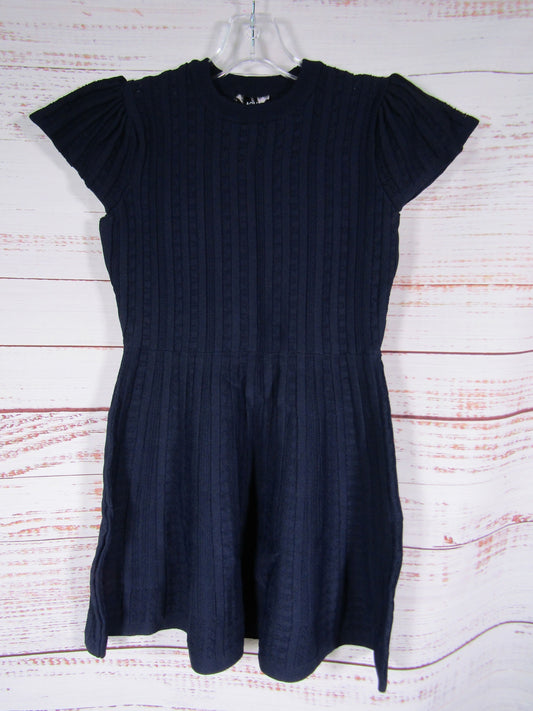 Aqua Girl's Navy Blue Short Sleeve Knit Dress Size XL 14/16