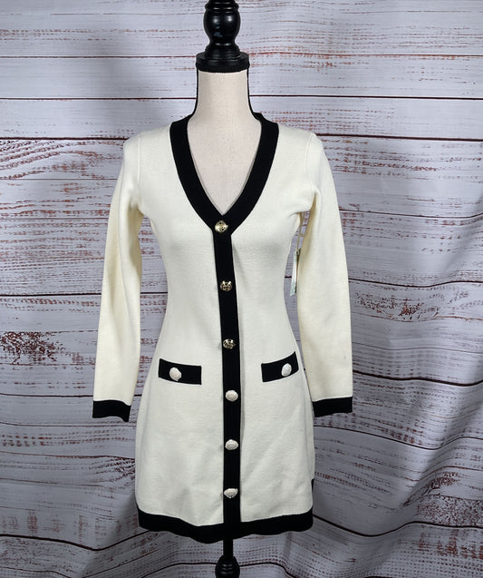 Hyacinth House Tuckernuck Elizabeth Knit Mini Dress Cream & Black XS