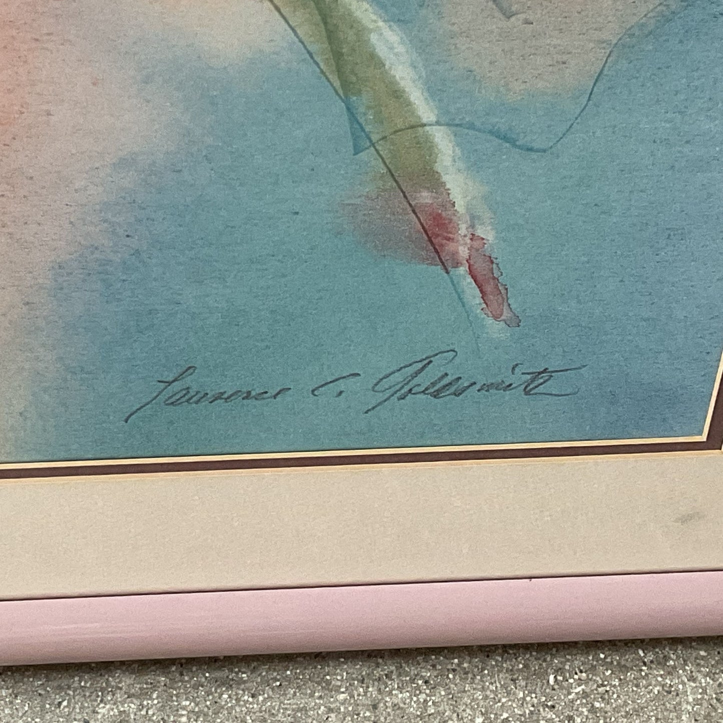 Signed VTG. LAWRENCE C. GOLDSMITH Abstract Watercolor Print- FRAMED 31.5" X 41"