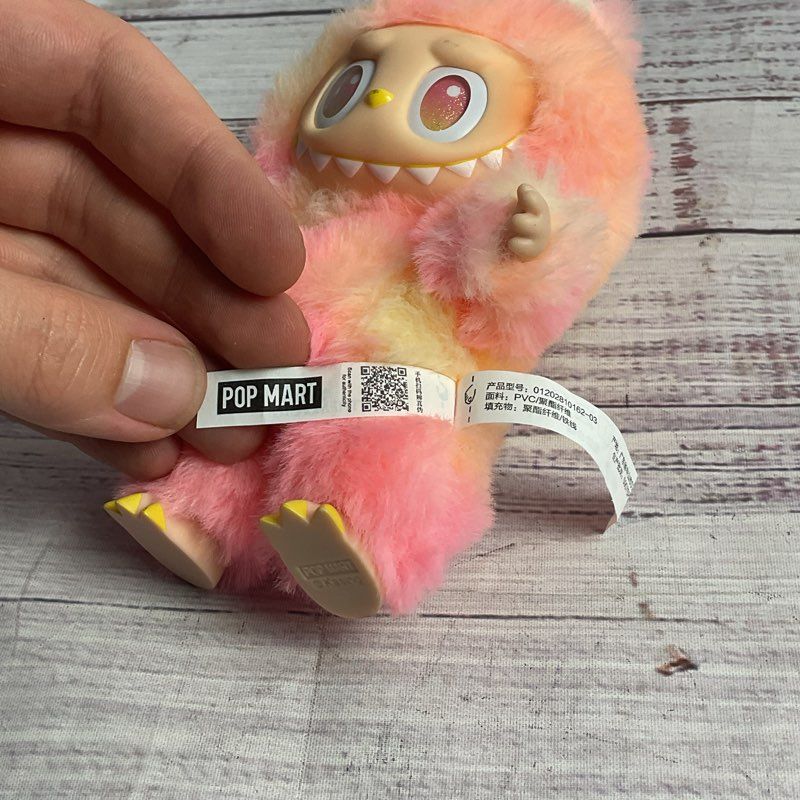 Popmart Labubu Big Into Energy Pink & Yellow Plush Keychain Collectible