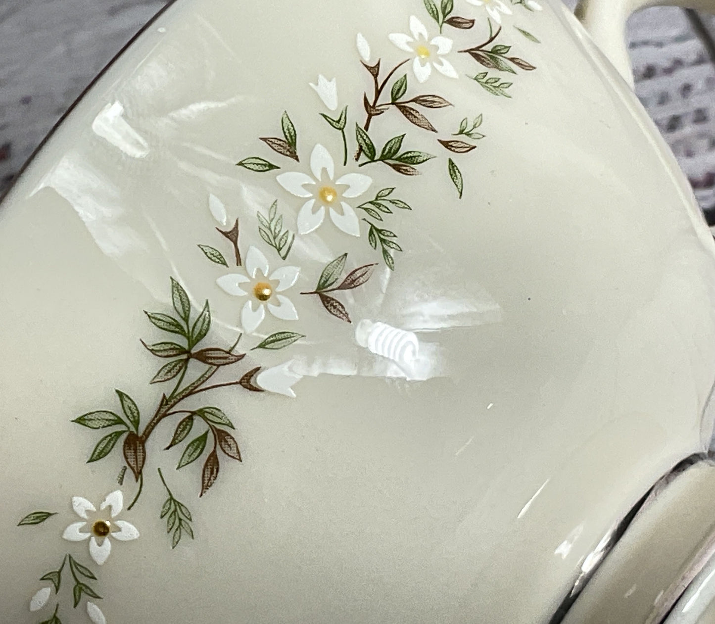 Lenox China Brookdale Floral Trim Set of 6 Tea Cups Ivory