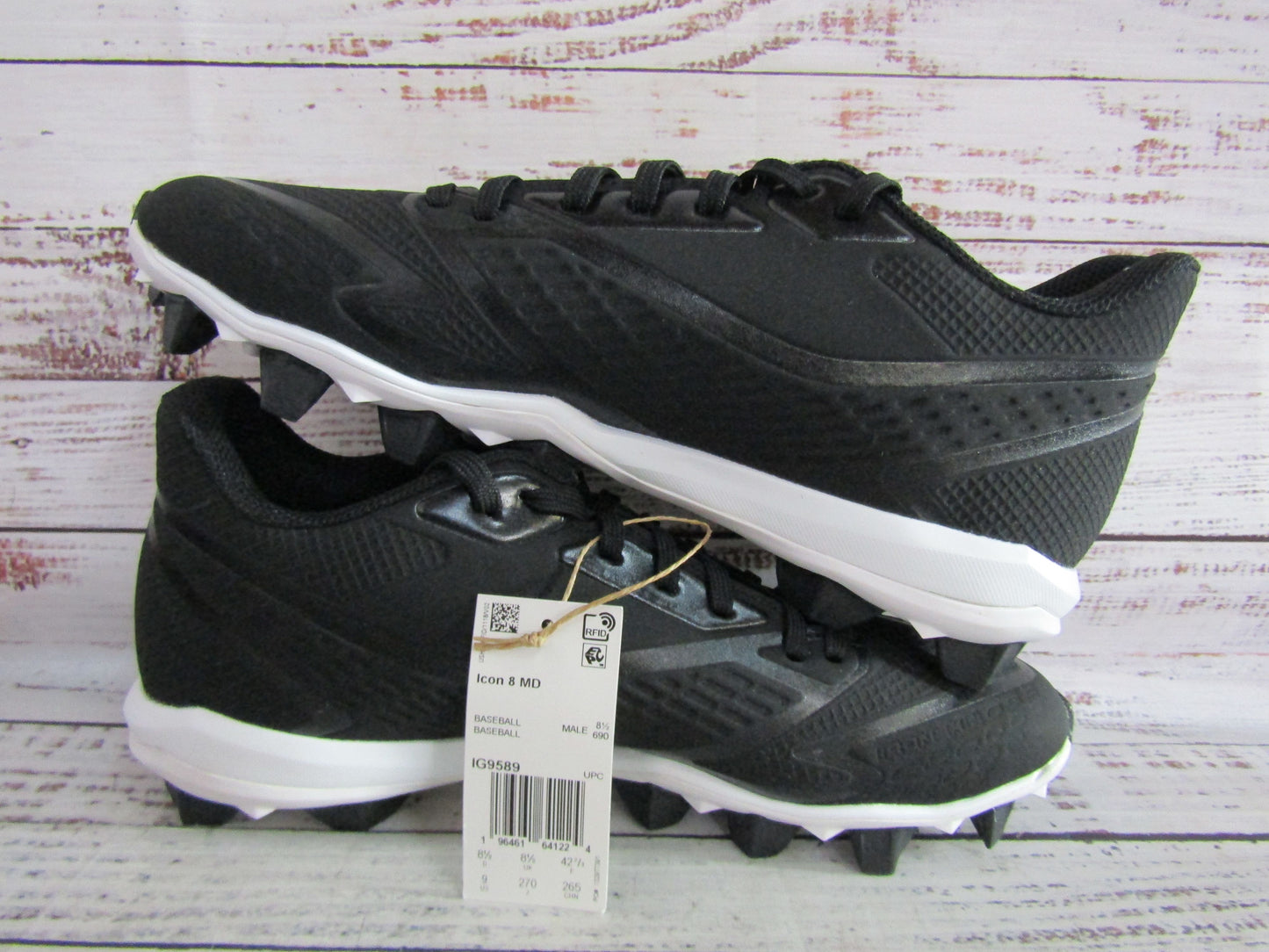 Adidas Icon 8 MD Men's Black Baseball Cleats Size 9 IG9589