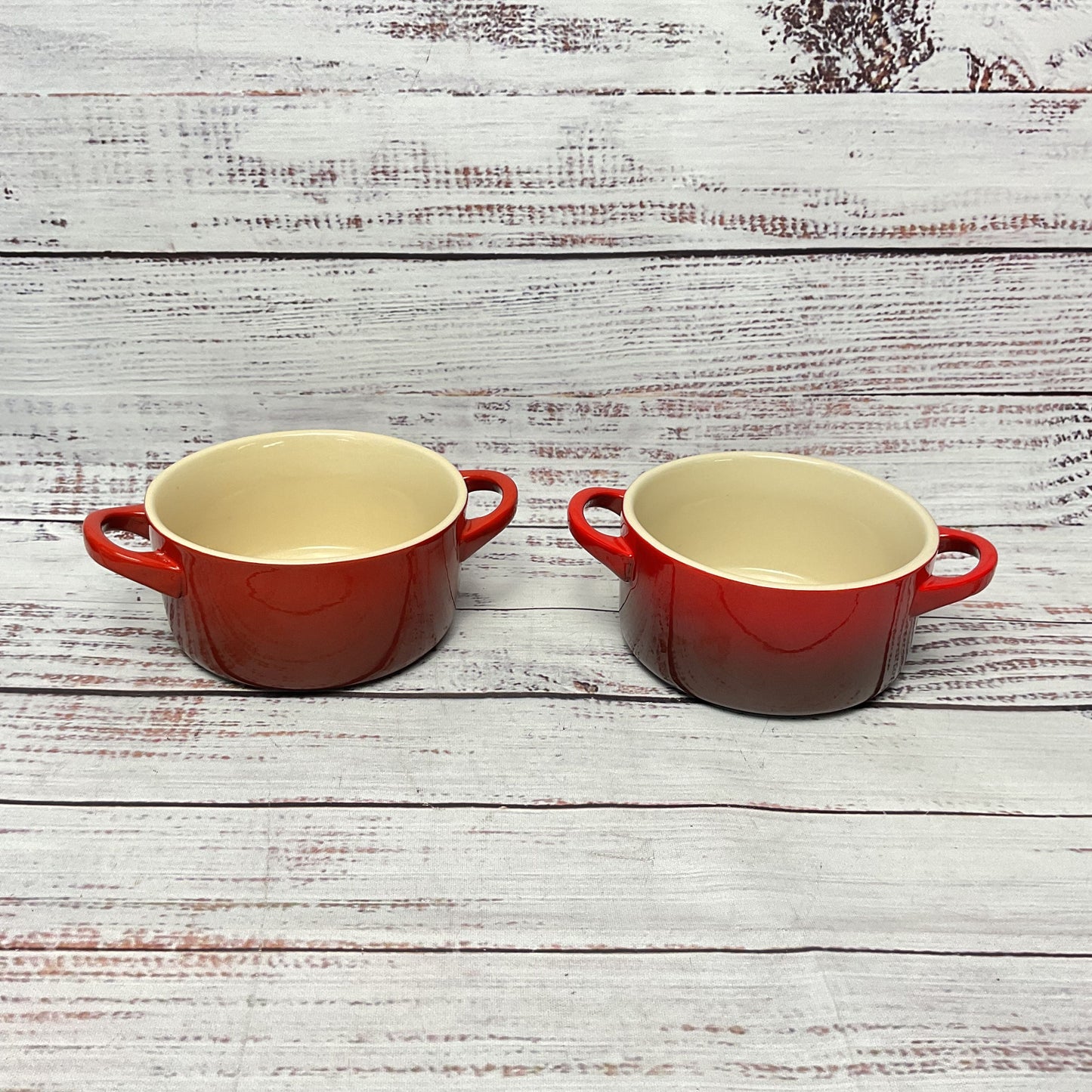 Le Creuset Mini Round Cocotte Red Pair No Lid 4"x5"x2"
