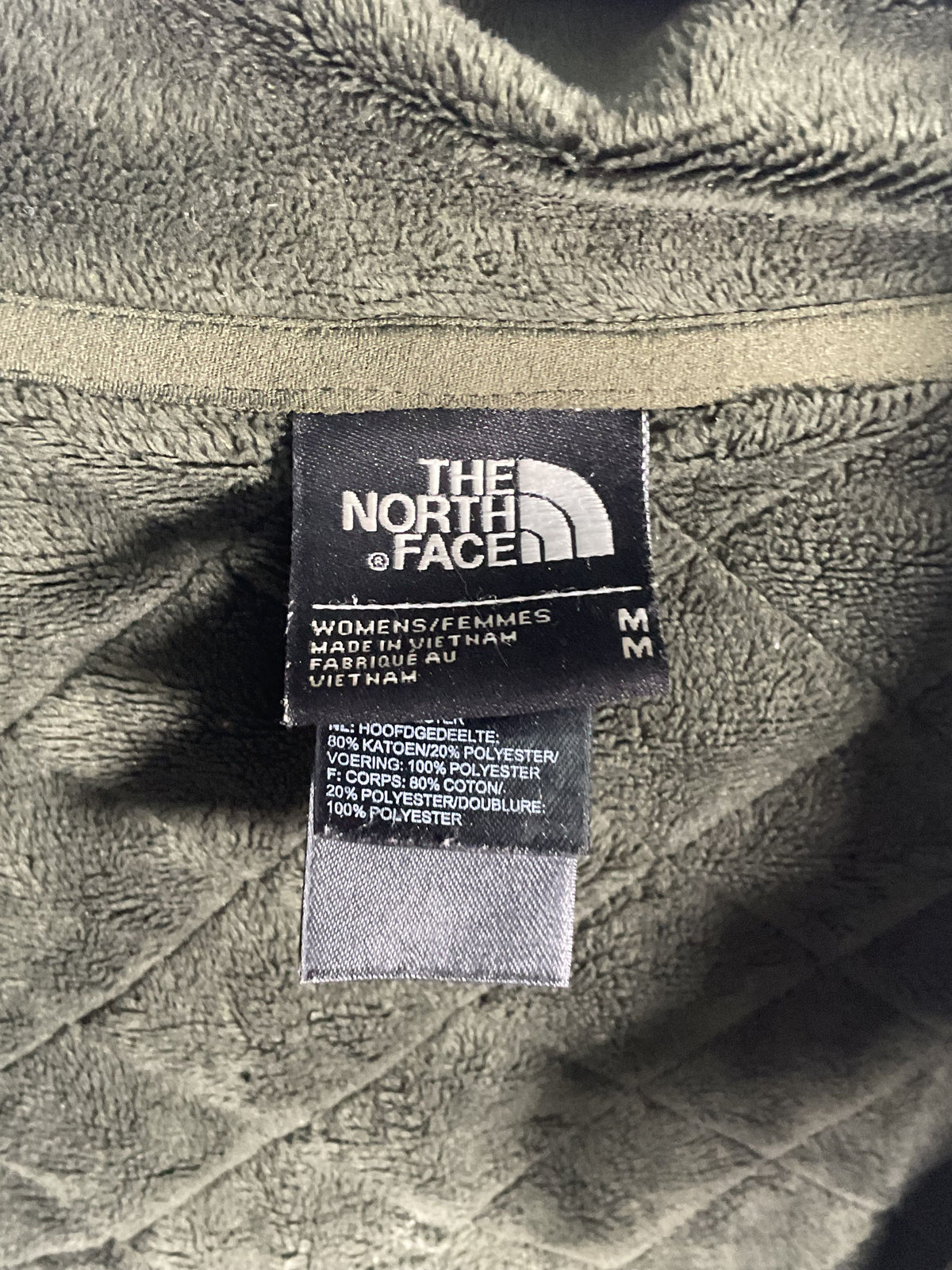 North Face Green Fleece Lined Quilted Jacket - Size M