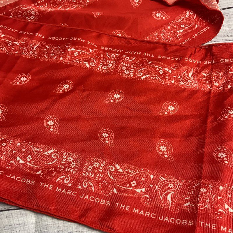 The Marc Jacobs Red Paisley Logo Bandana Scarf - One Size