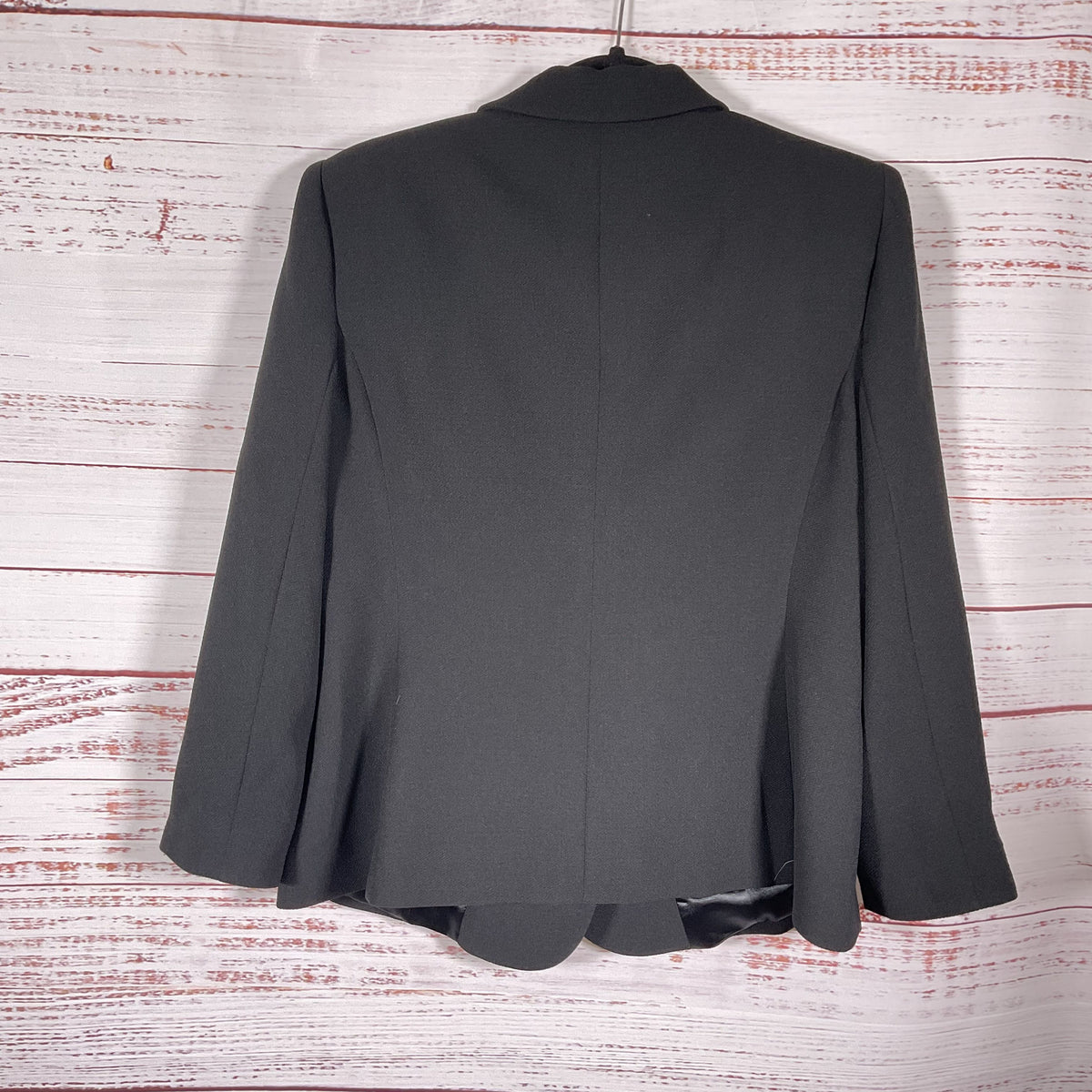 Armani Collezioni Black Crepe Blazer Skirt Suit Rose Twist Suit - Size 14
