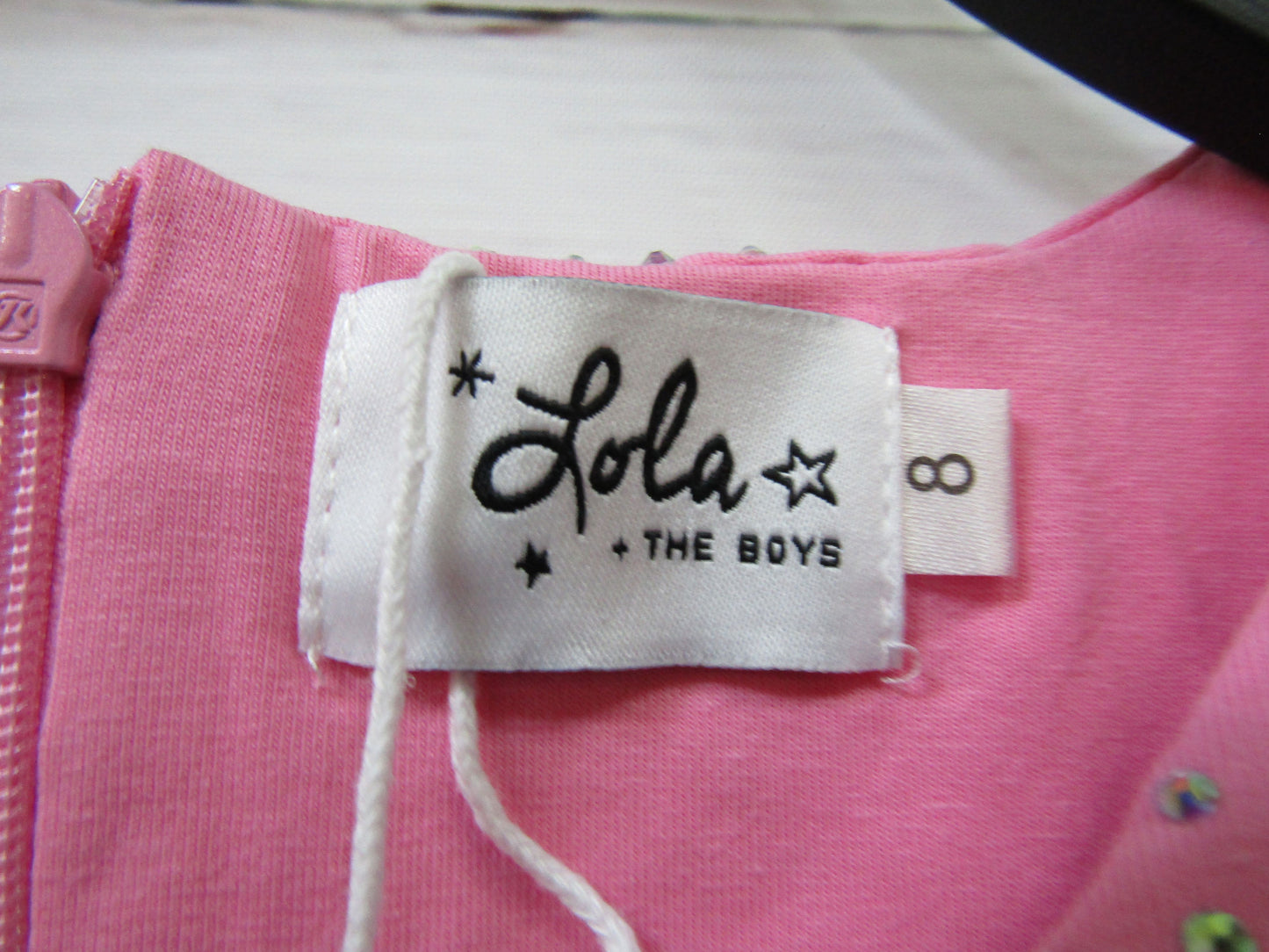 Lola + The Boys Taylor Girl's Pink Embellished Crop Top T-Shirt Size 8