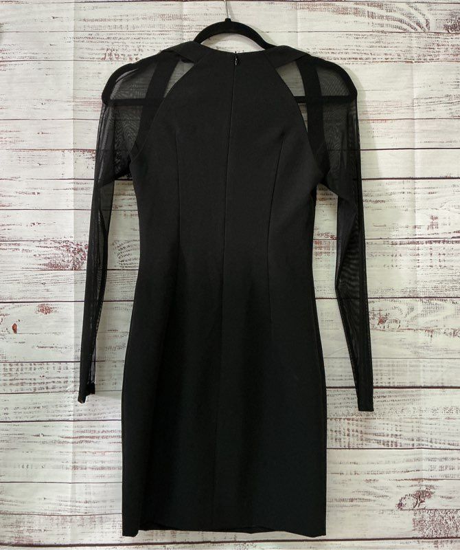Women's Bianca and Bridgett Black Sheath Dress with Sheer Sleeves Size 6