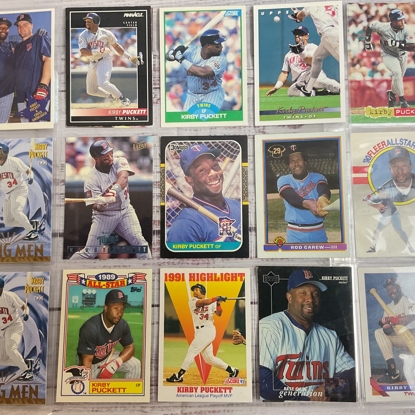 Set of 29 KIRBY PUCKETT Baseball Cards- Donruss, Pinnacle, Upper Deck, Fleer,
