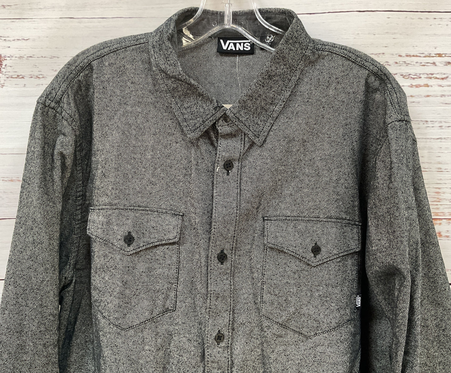 Vans Men's Gray Long Sleeve Button Down Shirt Size L