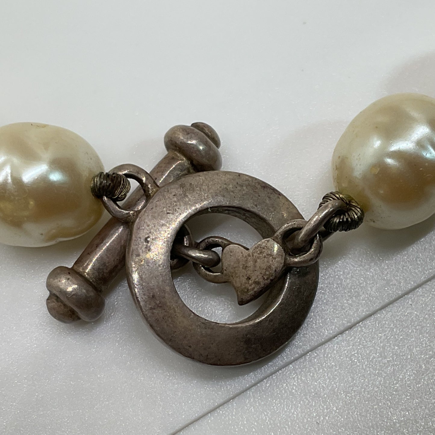 VTG. CAROLEE Sterling Silver & Faux Pearl Necklace- 17"