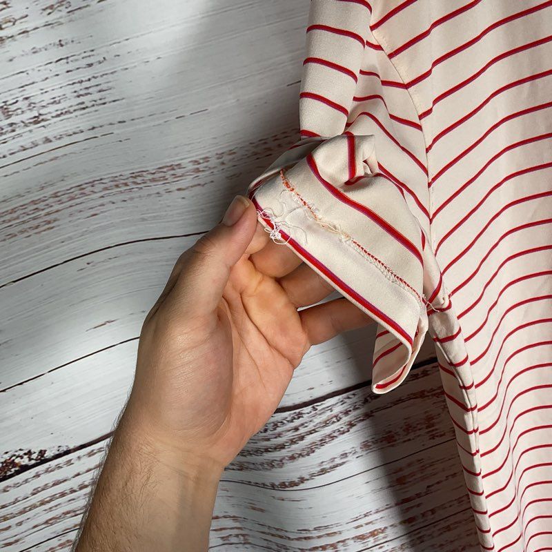 Lot of 2 G/Fore White & Red Stripe Polo Shirts (1 XL, 1 L)