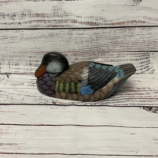 Vintage Hand Painted Carved Stone Duck 8"